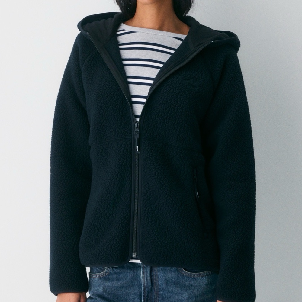 TNA Black Hooded Sherpa Zip Jacket - Women